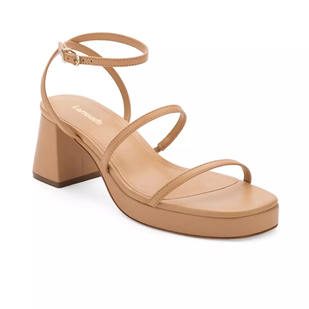 Larroudé Gio Leather Strappy Sandals Nude Size 6